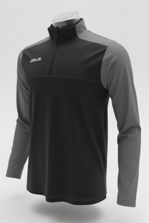 Buzo Medio Cierre Negro y Gris